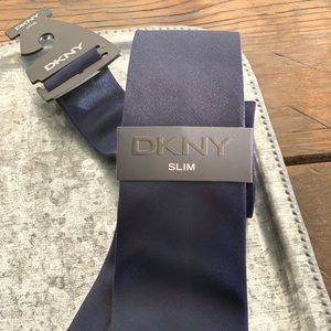DKNY_NAVY BLUE_SILK SKINNY TIE